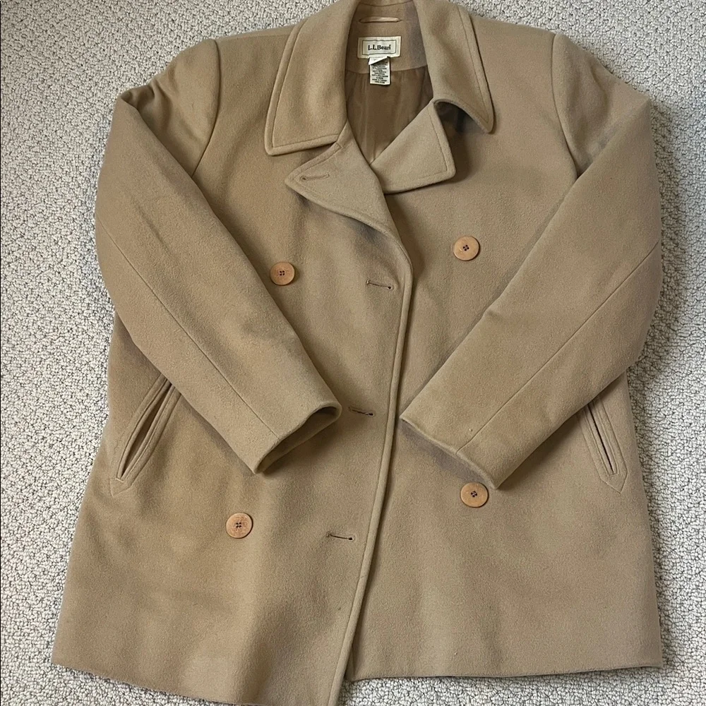 LL Bean Tan Peacoat - Picture 1 of 5
